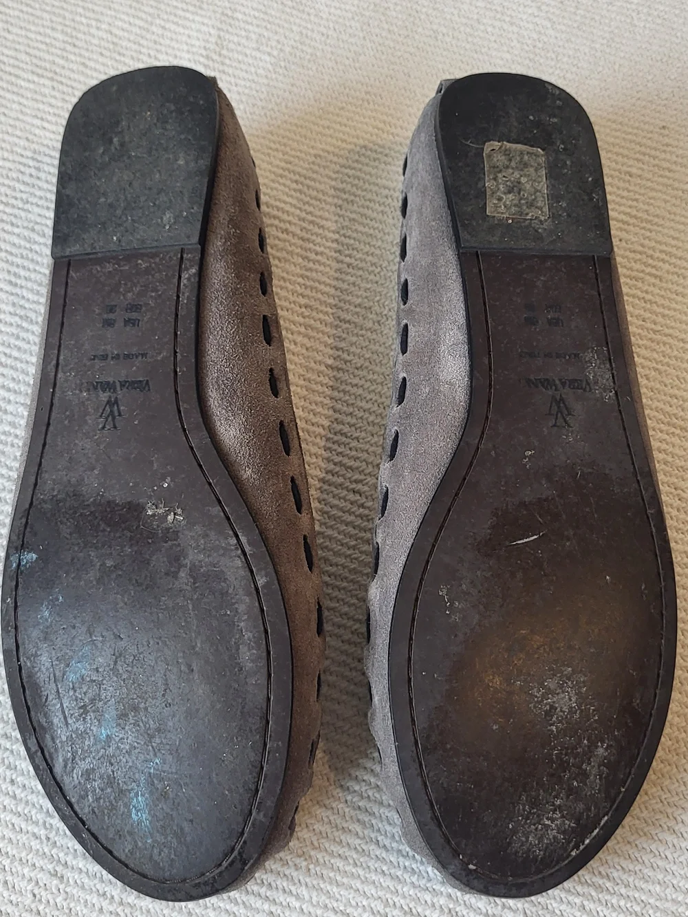 Vera Wang Gray Jeweled Suede Slip-On Flats